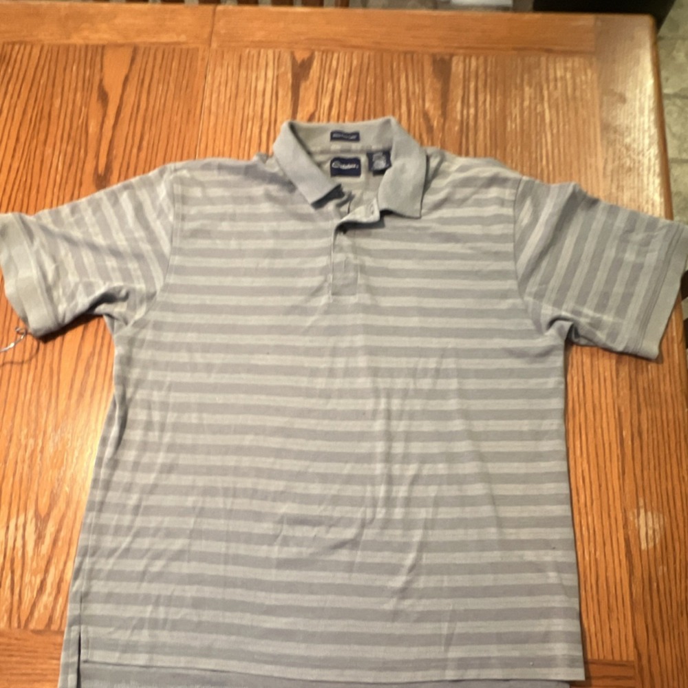 Catalina Mens Shirt Gray Striped Polo Short Sleeve Collared Micro Pima